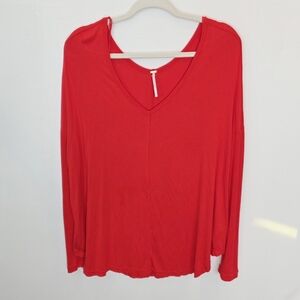 Free People Moonshine Orange Oversized Flowy Stretchy Women's Tunic Top Size S